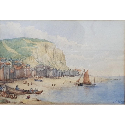 436 - E V Jackson (19th century school)
 Watercolour
 Coastal Scene, signed lower right and dated 1884
 18... 