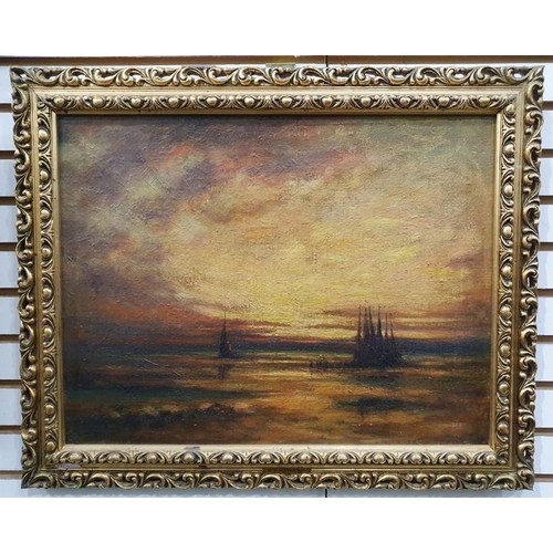 457 - Harold C Heward (1881-1973) 
 Oil on canvas
 Fishing boats at dusk
 Signed lower left and dated 1924... 