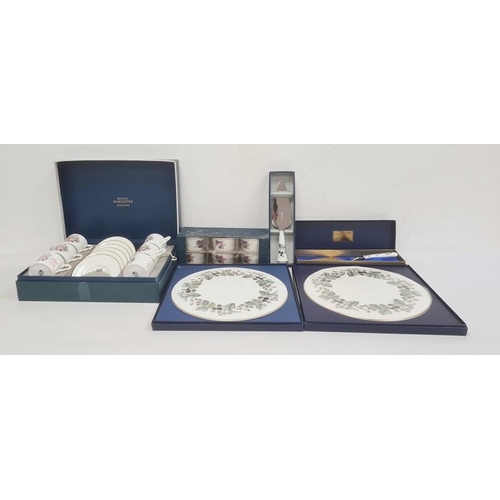 46 - Set of six Royal Worcester coffee cans and saucers (boxed), two Royal Worcester china cake stands (b... 