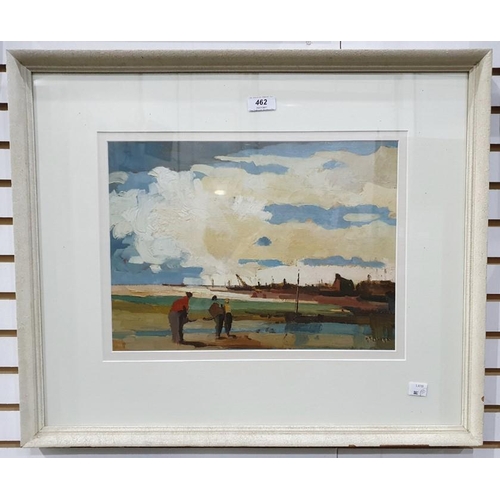 462 - McHugh (?)
  Oil on board
 Figures on estuary shoreline
 Signed lower right
 27cm x 37cm