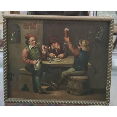 485 - Continental school
 Set of four oils on board
 Tavern scenes, unsigned, each 20 x 16.5cm approx (4)