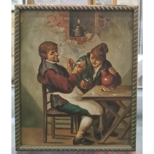 485 - Continental school
 Set of four oils on board
 Tavern scenes, unsigned, each 20 x 16.5cm approx (4)