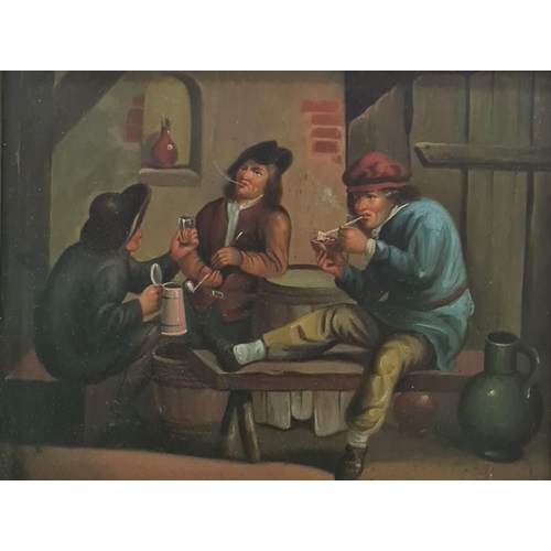 485 - Continental school
 Set of four oils on board
 Tavern scenes, unsigned, each 20 x 16.5cm approx (4)