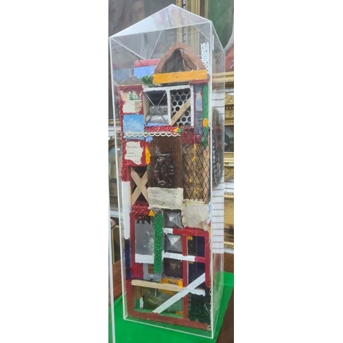 489 - Michael Holland (1947-2002) 
 Tower blocks of materials
 Mixed media including paint, wood, reused a... 