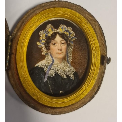 491 - Samuel John Stump (1778/83-1863)
 Watercolour miniature on ivory 
 Head and shoulders portrait of a ... 