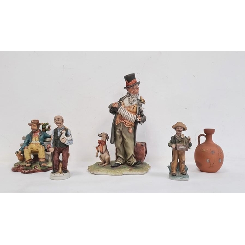 5 - Collection of four various Capodimonte-style unglazed pottery figures to include a Portuguese potter... 