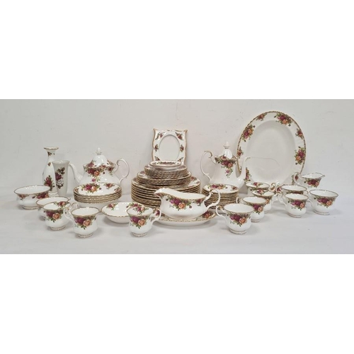 7 - Royal Albert 'Old Country Roses' pattern china part dinner service to include bowls, gravy boat and ... 