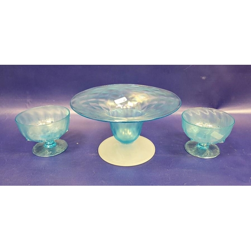 94 - Collection of Walsh Walsh iridescent moon beam glass including a trumpet bowl on frosted glass foot,... 