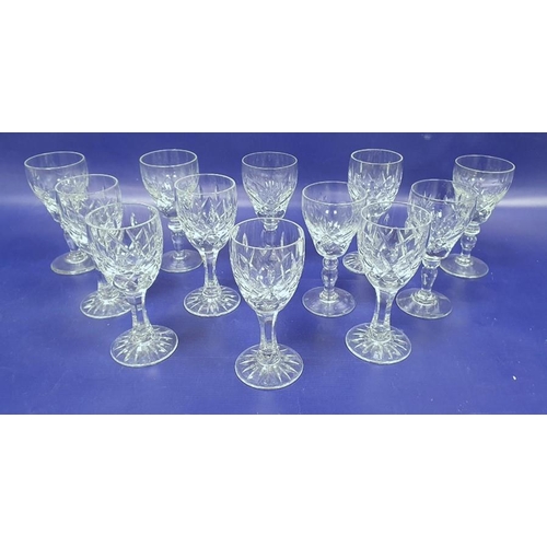 96 - Large quantity various cut stemmed wine glasses, hocks, champagnes, liqueurs