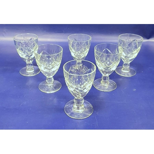 96 - Large quantity various cut stemmed wine glasses, hocks, champagnes, liqueurs