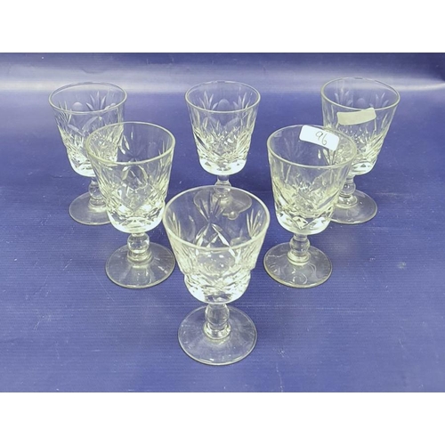 96 - Large quantity various cut stemmed wine glasses, hocks, champagnes, liqueurs