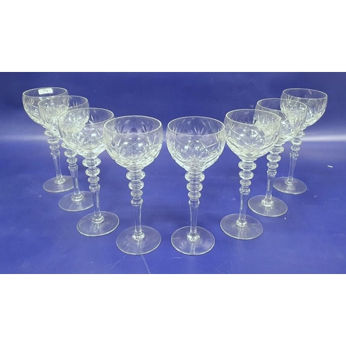 96 - Large quantity various cut stemmed wine glasses, hocks, champagnes, liqueurs