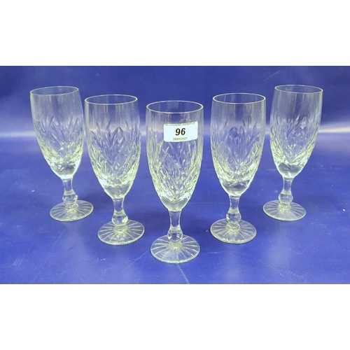 96 - Large quantity various cut stemmed wine glasses, hocks, champagnes, liqueurs