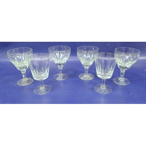 96 - Large quantity various cut stemmed wine glasses, hocks, champagnes, liqueurs