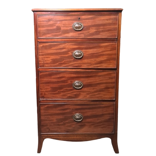 1201 - Walnut chest of four drawers, on shaped supports, 60cm x 103cm