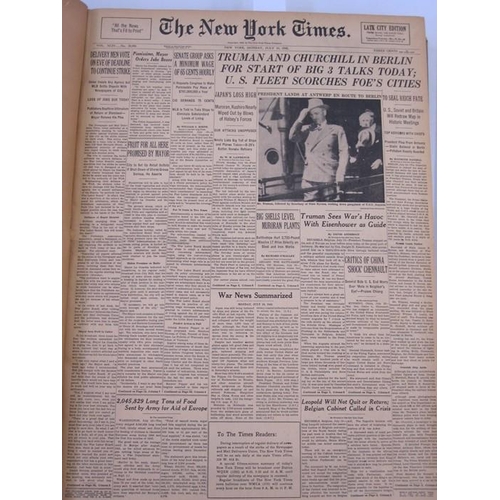 1 - Two bound volumes of The New York Times dating from July 1st 1945 through to July 31st 1945 followin... 