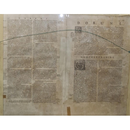 113 - Jan Jansson, coloured map of Gloucestershire, with cartouche bottom right hand corner, armorial cres... 