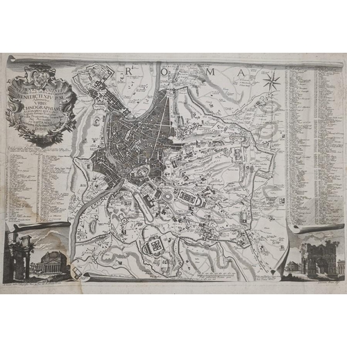 114 - Giovanni Brun 
 Copper engraving of  the famous plan of Rome engraved in 1551 by Leonardo Bufalini, ... 