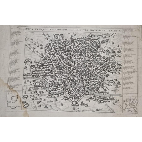 114 - Giovanni Brun 
 Copper engraving of  the famous plan of Rome engraved in 1551 by Leonardo Bufalini, ... 