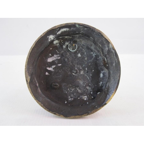 142 - Bronzed figure of a seated greyhound, on circular base, marked F Souchal Paris to base, 17cm high