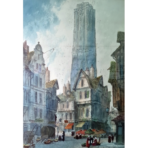 420 - Paul Braddon (20th century school)
 Watercolour and pastel
 Continental townscape, signed lower left... 