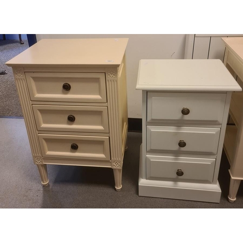 1021 - Cream painted modern furniture to include three-drawer bedside chest, bedside table, three-drawer ch... 