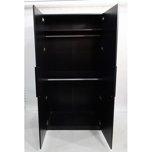 1057 - Modern two-door wardrobe in black polished mirror finish, 100cm x 208cm