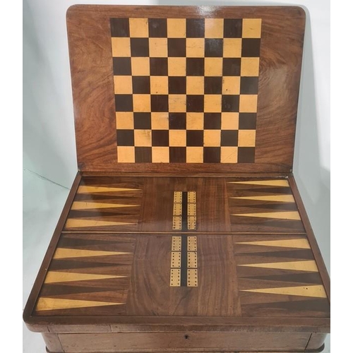 1066 - Victorian walnut games/work table, the rectangular swivel top with rounded front corners, opening to... 