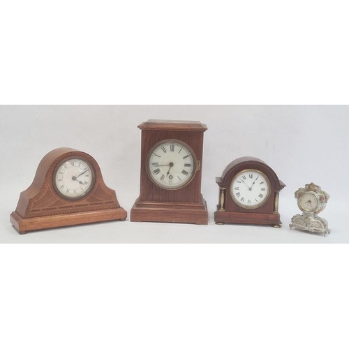 1281 - Four assorted mantel clocks to include 20th century oak cased examples, roman numerals, a Napoleon h... 