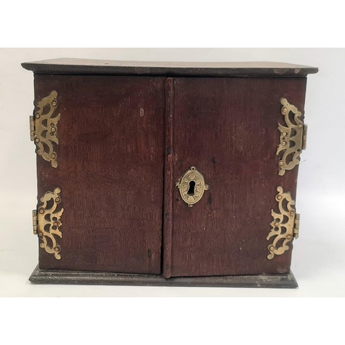 1285 - Early 20th century oak table top cabinet, the rectangular top above two drawers with brass escutcheo... 