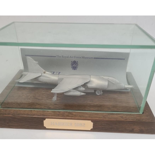 151c - Pewter model of Harrier 1982, scale model 'reds on high' and scale pewter sculpture 'storming the be... 