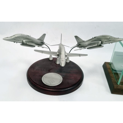 151c - Pewter model of Harrier 1982, scale model 'reds on high' and scale pewter sculpture 'storming the be... 