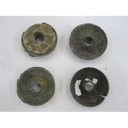 159E - Collection of Roman and Iron Age bronze objects to include terret ring, Roman bronze pin, bracelet, ... 