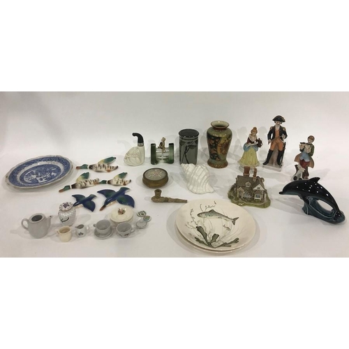 198 - Assorted china to include Royal Albert, blue and white, Ironstone china jug, various figurines, pott... 