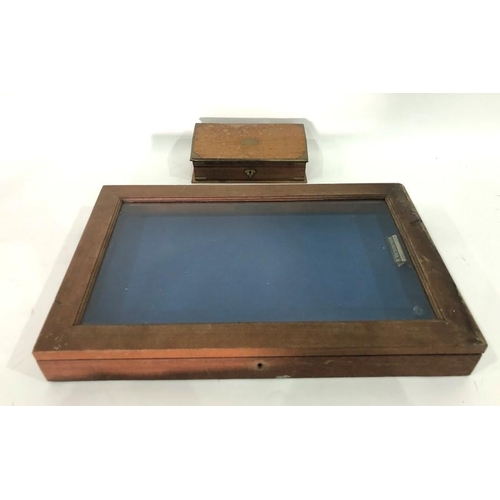 208 - Assorted planters, wooden box and wooden and glass display case