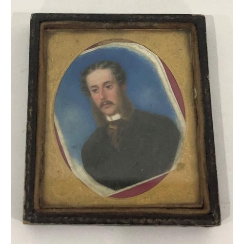 252 - 19th century school
 Watercolour on ivory
 Head and shoulders portrait of a gentleman in clack suit,... 