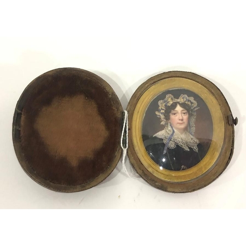 255 - Samuel John Stump (1778/83 - 1863)
 Watercolour miniature on ivory
 Head and shoulders portrait of a... 