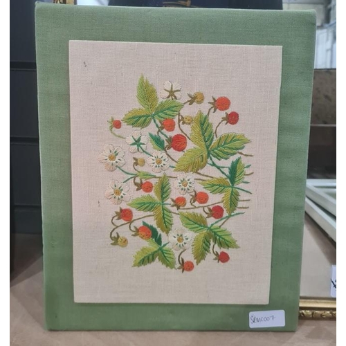 258 - Quantity of prints and pictures to include colour print after R Wintz, embroidery of strawberries an... 