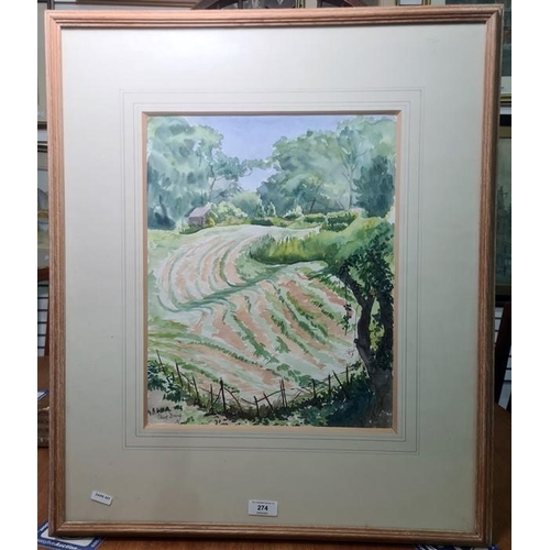 274 - Olive Dring (20th century school)
 Watercolour
 Landscape scene, signed lower left, 38cm x 30cm