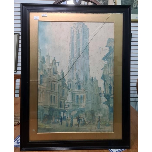 280 - Paul Braddon (20th century school)
 Watercolour and pastel
 Continental townscape, signed lower left... 