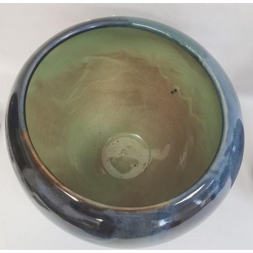 29 - Large studio pottery ovoid vase, blue glaze with blue studio mark to base