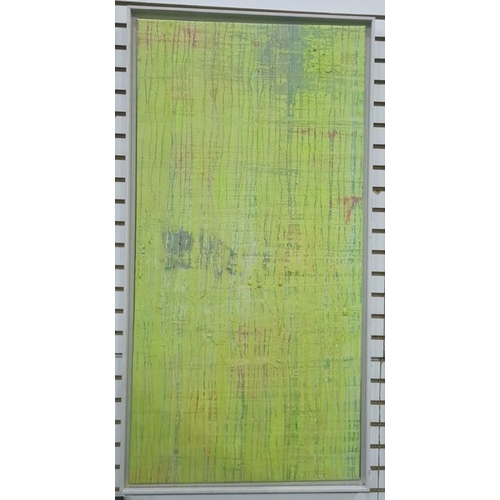 308 - 20th century school 
 Pair oils on canvas 
 Green line abstracts, unsigned, 102cm x 57cm (2)