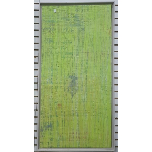 308 - 20th century school 
 Pair oils on canvas 
 Green line abstracts, unsigned, 102cm x 57cm (2)