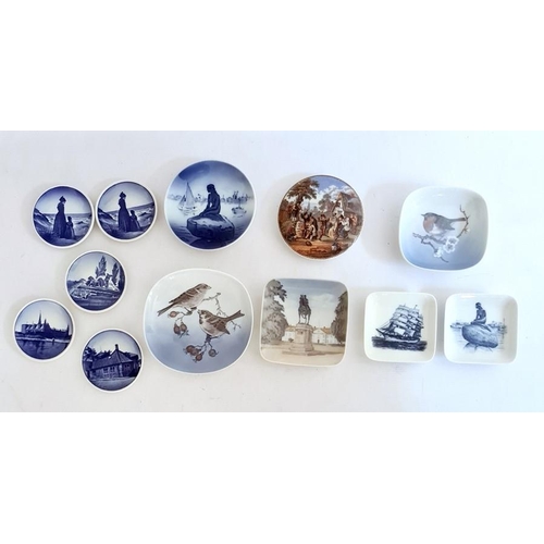 33 - Royal Copenhagen little mermaid pin tray, square, another circular, marked 'Langelinie', another dec... 