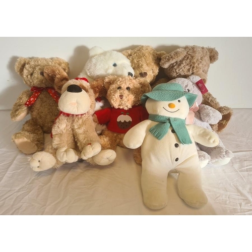 335 - A large quantity of soft toys, bears and a pink Ridgeback Harmony bike ( 2 boxes)