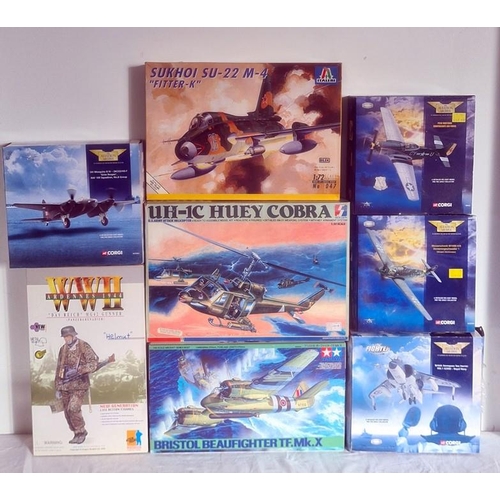 356 - Corgi 'Jet Fighter' power The Aviation Archive, Dragon WWII action figure, Tamiya Bristol Beau fight... 