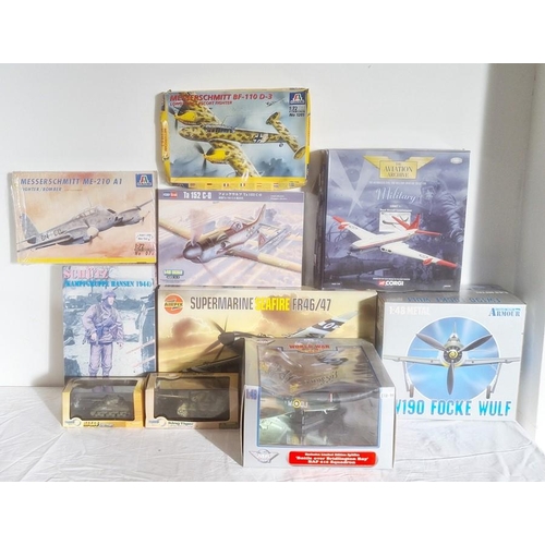 357 - Airfix Supermarine FR46/47, Italeri boxes, World War II series diecast model Spitfire MK.V (1box)