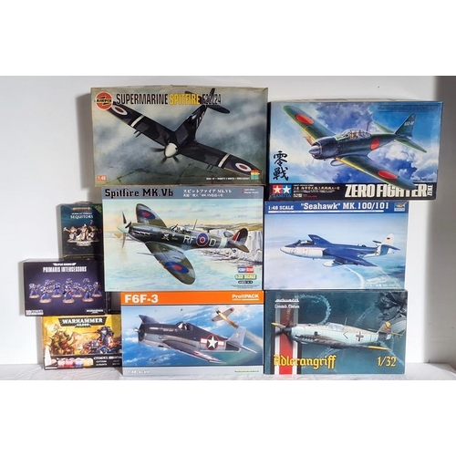 358 - Profipack Edition F6F-3 1:48 scale, Hobby boss Spitfire 1:32 scale, 'Seahawk', Tamiya Mitsubishi A6M... 