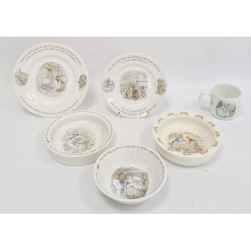 56 - Royal Doulton 'Bunnykins' baby dish and five pieces of Wedgwood 'Beatrix Potter' nursery ware (6)