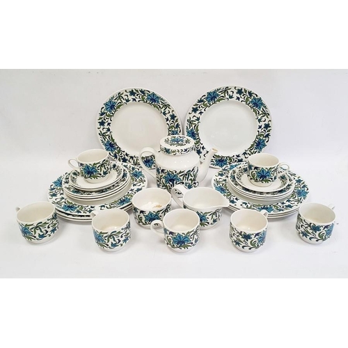 10 - 1960's/70's Midwinter pottery part dinner and tea service, blue and green floral decorated